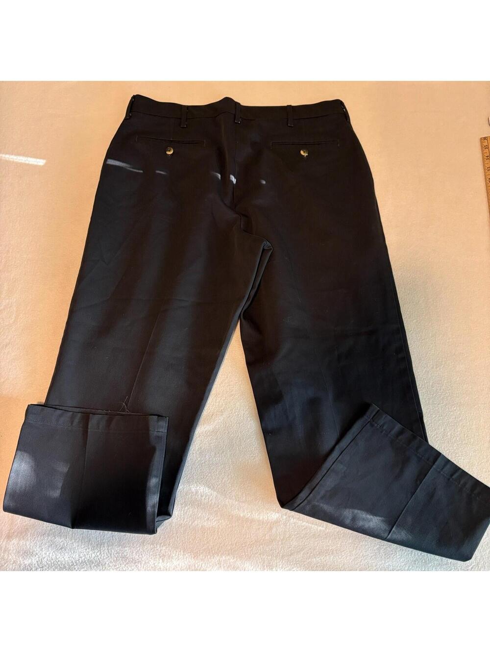 Vintage Pleated Dress Pants Mens 36x29 Fits Like 34x29 Black Trouser USA - Picture 7 of 7
